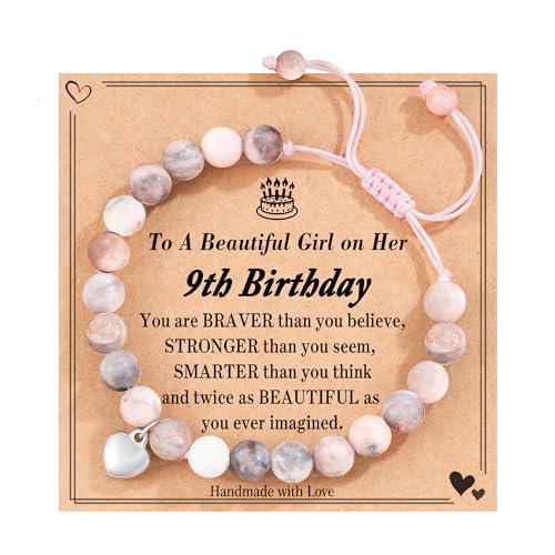 POWWA Geschenk Mädchen 9 Jahre, Geschenk 9 Jahre Mädchen Geburtstag Armband Mädchen für 9 Jährige Mädchen Personalisiert 9 Year Old Girl Birthday Gift Ideas von POWWA