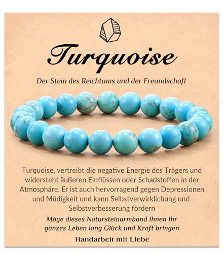 POWWA Türkis Armband Schmuck für Frauen, Armband aus natürlichem Türkisstein für Frauen Weihnachtsgeschenke von POWWA
