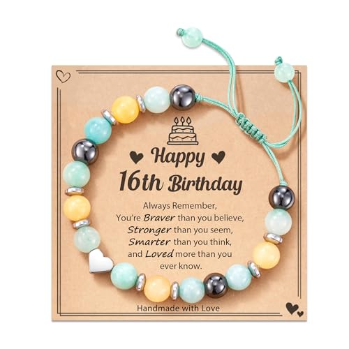 POWWA Geschenk 16 Jahre Mädchen, Geschenk Mädchen 16 Jahre Teenager Armband Mädchen Teenager 16 Jahre Geschenk Geburtstag für Tochter Enkelin Nichte Freundin Schwester Sweet 16 Gifts for Girls von POWWA