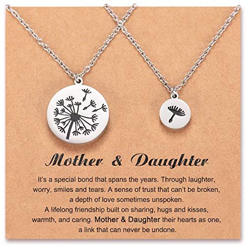 POWWA Mutter Tochter Kette für 2 passende Löwenzahn Kette Set für Mama und mich Schmuck für Mutter Tochter Damen Mädchen von POWWA