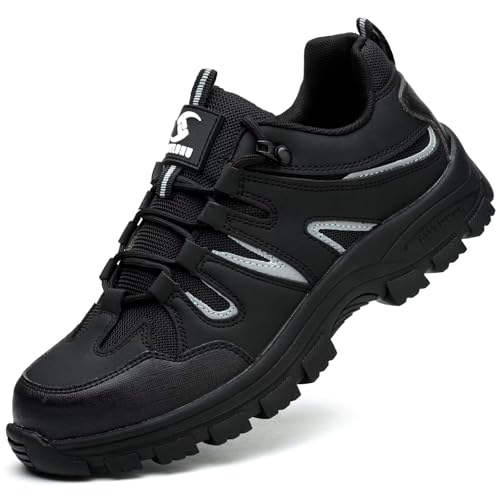 POYLONU Sicherheitsschuhe Herren Arbeitsschuhe Damen Leicht Stahlkappenschuhe Atmungsaktiv rutschfest Arbeits Schuhe mit Stahlkappe Schwarz Größe 47 POYLONU Sicherheitsschuhe Herren Arbeitsschuhe Damen Leicht Stahlkappenschuhe Atmungsaktiv rutschfest Arbeits Schuhe mit Stahlkappe Schwarz Größe 47 von POYLONU