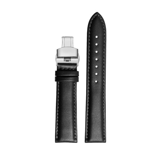 POYNMRE 18mm 20 mm 22 mm Cowide Watchband kompatibel mit Casio Ocean Heart EFB-670/530 EFV-600 EFS-S500 Leder-Uhren-Band-Armbandarmband Schwarz Blau(P blue-silver B,22mm) von POYNMRE
