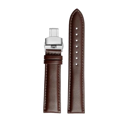 POYNMRE 18mm 20 mm 22 mm Cowide Watchband kompatibel mit Casio Ocean Heart EFB-670/530 EFV-600 EFS-S500 Leder-Uhren-Band-Armbandarmband Schwarz Blau(P brown-silver B,18mm) von POYNMRE