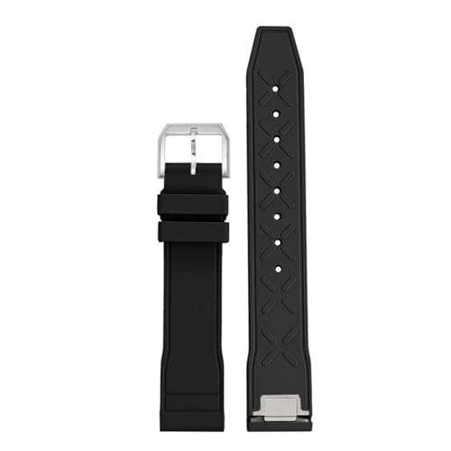 POYNMRE 20 mm 21 mm Schnellverschluss-Stahlendglied FKM-Kautschukarmband Kompatibel mit IWC Pilot Chronometer Mark 20 Fluorkautschuk Wasserdichtes Uhrenarmband Herren(Black Green,21mm-width) von POYNMRE