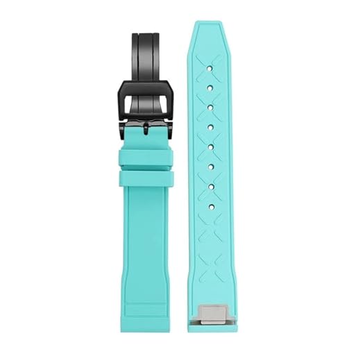 POYNMRE 20 mm 21 mm Schnellverschluss-Stahlendglied FKM-Kautschukarmband Kompatibel mit IWC Pilot Chronometer Mark 20 Fluorkautschuk Wasserdichtes Uhrenarmband Herren(Blue Light Blue,20mm-width) von POYNMRE