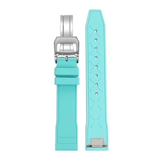 POYNMRE 20 mm 21 mm Schnellverschluss-Stahlendglied FKM-Kautschukarmband Kompatibel mit IWC Pilot Chronometer Mark 20 Fluorkautschuk Wasserdichtes Uhrenarmband Herren(Celestial Teal,20mm-width) von POYNMRE