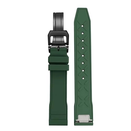 POYNMRE 20 mm 21 mm Schnellverschluss-Stahlendglied FKM-Kautschukarmband Kompatibel mit IWC Pilot Chronometer Mark 20 Fluorkautschuk Wasserdichtes Uhrenarmband Herren(White Light Pin,21mm-width) von POYNMRE