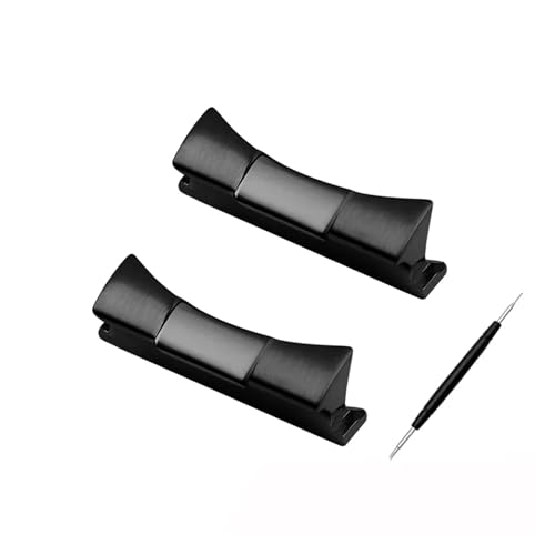 POYNMRE 20 mm 21 mm massives, gebogenes Stahlkopfkorn-Endglied, nur kompatibel mit Ro-lex-Armband, Gummi-Leder-Armband, nahtlose Verbindung(Noir,20mm Daytona series) von POYNMRE