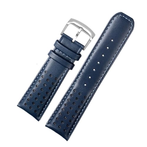 POYNMRE 22 mm 23 mm Rindslederarmband, kompatibel mit CITIZEN Blue Angel Generation Herrenuhr AT8020-54L AT8020-03L Serie Armband(Blue-silver,22mm) von POYNMRE