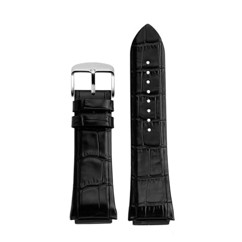 POYNMRE 22 mm Herren-Uhrenarmband aus echtem Leder, kompatibel mit Uhren der Serien GUESS W0247G3 W0040G3 W0040G7, Blau, Schwarz, Braun(Black Silver) von POYNMRE
