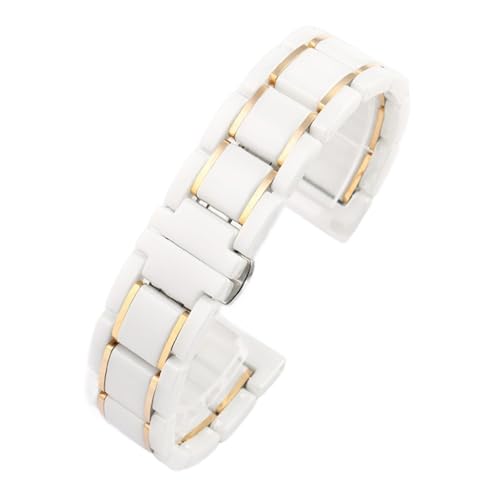 POYNMRE 23 mm Keramik-Edelstahlarmband, kompatibel mit Casio PROTREK-Serie PRW-30 PRW-50 PRW-60 PRW-70YT, wasserdichtes Sportuhrenarmband(A White-gold) von POYNMRE