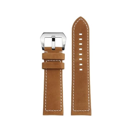 POYNMRE 23 mm Vintage-Armband kompatibel mit Zenith Pilot 29.2430 Bronze Flying Cowhide Armband Retro Matte Gürtel Ersatzarmband Schwarz Braun(Light brown-silver) von POYNMRE