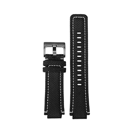 POYNMRE 24 * 16mm Sport Canvas Armband Lederunterseite Kompatibel mit TIMEX T2N720 T2N721 TW2R55500 TW2T76500 Armeegrün Braun Uhrenarmband(Black white-gold) von POYNMRE