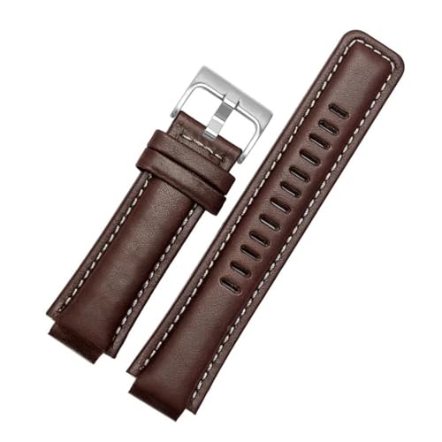 POYNMRE 24 * 16mm Sport Canvas Armband Lederunterseite Kompatibel mit TIMEX T2N720 T2N721 TW2R55500 TW2T76500 Armeegrün Braun Uhrenarmband(Dark brown-silver) von POYNMRE