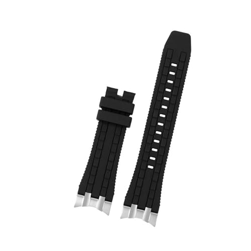 POYNMRE 24 mm Gummiarmband kompatibel mit Citizen Sky Eagle JY8051-08E JY8051-59 JY8058 Armband mit gebogenem Edelstahl-Anschlussband(Black-no buckle,22mm) von POYNMRE