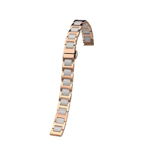 POYNMRE 6 mm 8mm 10 mm 12 mm 14 m kleiner Uhrenbandkompatibel mit Casio Fossil Longines DW Swarovski Edelstahl Frauen Uhrengurtarmband(4101 rosegold white,8mm-width) von POYNMRE