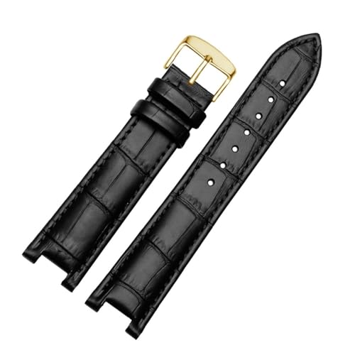 POYNMRE Echtes Leder-Notch-Uhrband for den ewigen Kalender for Männer kompatibel mit CB0164-17E Viehgürtel kompatibel mit CB0160-18A Armband Gurt Black Braun(Black-gold A) von POYNMRE