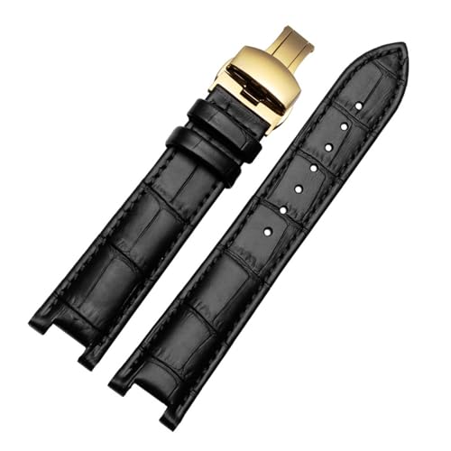 POYNMRE Echtes Leder-Notch-Uhrband for den ewigen Kalender for Männer kompatibel mit CB0164-17E Viehgürtel kompatibel mit CB0160-18A Armband Gurt Black Braun(Black-gold B) von POYNMRE
