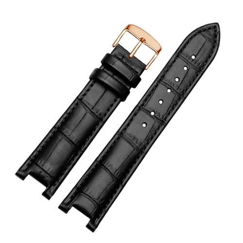 POYNMRE Echtes Leder-Notch-Uhrband for den ewigen Kalender for Männer kompatibel mit CB0164-17E Viehgürtel kompatibel mit CB0160-18A Armband Gurt Black Braun(Black-rosegold A) von POYNMRE