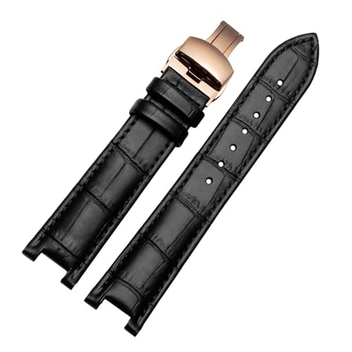 POYNMRE Echtes Leder-Notch-Uhrband for den ewigen Kalender for Männer kompatibel mit CB0164-17E Viehgürtel kompatibel mit CB0160-18A Armband Gurt Black Braun(Black-rosegold B) von POYNMRE