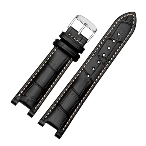 POYNMRE Echtes Leder-Notch-Uhrband for den ewigen Kalender for Männer kompatibel mit CB0164-17E Viehgürtel kompatibel mit CB0160-18A Armband Gurt Black Braun(Black white-silver A) von POYNMRE