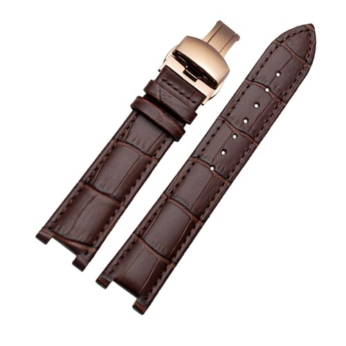 POYNMRE Echtes Leder-Notch-Uhrband for den ewigen Kalender for Männer kompatibel mit CB0164-17E Viehgürtel kompatibel mit CB0160-18A Armband Gurt Black Braun(Brown-rosegold B) von POYNMRE