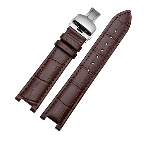 POYNMRE Echtes Leder-Notch-Uhrband for den ewigen Kalender for Männer kompatibel mit CB0164-17E Viehgürtel kompatibel mit CB0160-18A Armband Gurt Black Braun(Brown-silver B) von POYNMRE