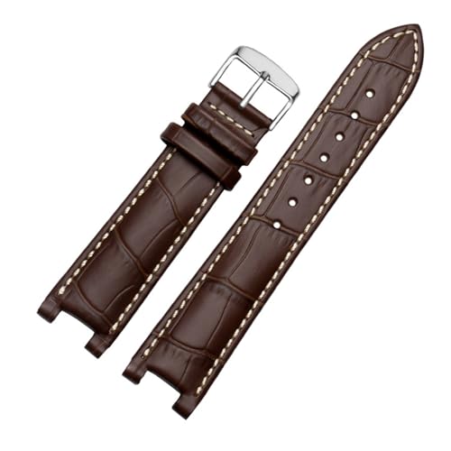 POYNMRE Echtes Leder-Notch-Uhrband for den ewigen Kalender for Männer kompatibel mit CB0164-17E Viehgürtel kompatibel mit CB0160-18A Armband Gurt Black Braun(Brown white-silver A) von POYNMRE