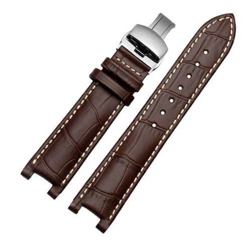 POYNMRE Echtes Leder-Notch-Uhrband for den ewigen Kalender for Männer kompatibel mit CB0164-17E Viehgürtel kompatibel mit CB0160-18A Armband Gurt Black Braun(Brown white-silver B) von POYNMRE