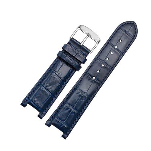 POYNMRE Echtes Leder-Notch-Uhrband for den ewigen Kalender for Männer kompatibel mit CB0164-17E Viehgürtel kompatibel mit CB0160-18A Armband Gurt Black Braun(Dark blue-silver A) von POYNMRE