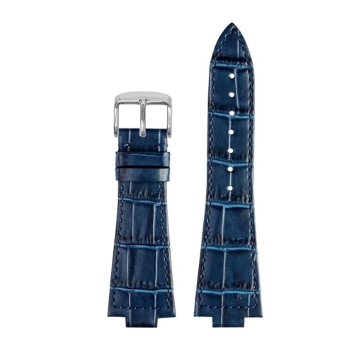 POYNMRE Echtes Leder -Uhrenband -kompatibel mit Tissot PRX Super Player T137.407 Serie Edelstahl -Uhren -Band -Gurt -Armbandzubehör 12mm(Blue-silver A) von POYNMRE