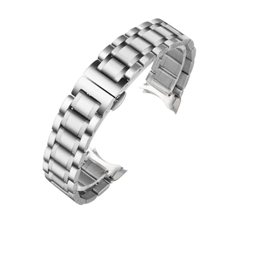POYNMRE Edelstahlarmband mit gebogenem Ende, kompatibel mit Tissot 1853 Couturier T035, 14/16/17/18/22/24 mm, Uhrenarmband for Damen und Herren(Silvery-Curved,22mm) von POYNMRE
