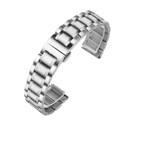 POYNMRE Edelstahlarmband mit gebogenem Ende, kompatibel mit Tissot 1853 Couturier T035, 14/16/17/18/22/24 mm, Uhrenarmband for Damen und Herren(Silvery-Flat,18mm) von POYNMRE