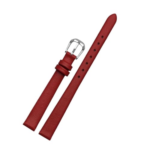 POYNMRE For jede Mode Lederarmband Damen Mini Slim kleine Größe Band 6mm 8mm 10 12 14 16mm schwarz braun rot weiß blau Gurt(A red silver,12mm) von POYNMRE