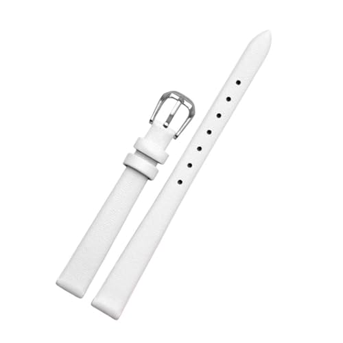 POYNMRE For jede Mode Lederarmband Damen Mini Slim kleine Größe Band 6mm 8mm 10 12 14 16mm schwarz braun rot weiß blau Gurt(A white silver,12mm) von POYNMRE