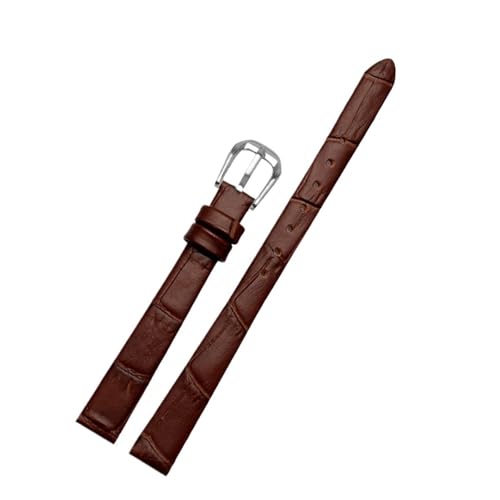 POYNMRE For jede Mode Lederarmband Damen Mini Slim kleine Größe Band 6mm 8mm 10 12 14 16mm schwarz braun rot weiß blau Gurt(B brown silver,6mm) von POYNMRE
