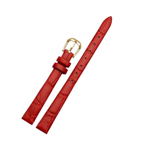 POYNMRE For jede Mode Lederarmband Damen Mini Slim kleine Größe Band 6mm 8mm 10 12 14 16mm schwarz braun rot weiß blau Gurt(B red golden,18mm) von POYNMRE