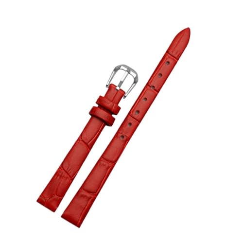 POYNMRE For jede Mode Lederarmband Damen Mini Slim kleine Größe Band 6mm 8mm 10 12 14 16mm schwarz braun rot weiß blau Gurt(B red silver,12mm) von POYNMRE