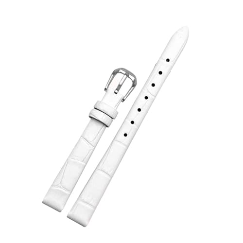 POYNMRE For jede Mode Lederarmband Damen Mini Slim kleine Größe Band 6mm 8mm 10 12 14 16mm schwarz braun rot weiß blau Gurt(B white silver,18mm) von POYNMRE