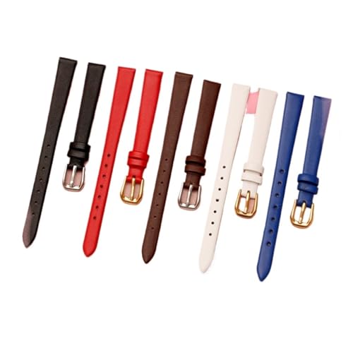 POYNMRE For jede Mode Lederarmband Damen Mini Slim kleine Größe Band 6mm 8mm 10 12 14 16mm schwarz braun rot weiß blau Gurt(Retro blue golden,8mm) von POYNMRE