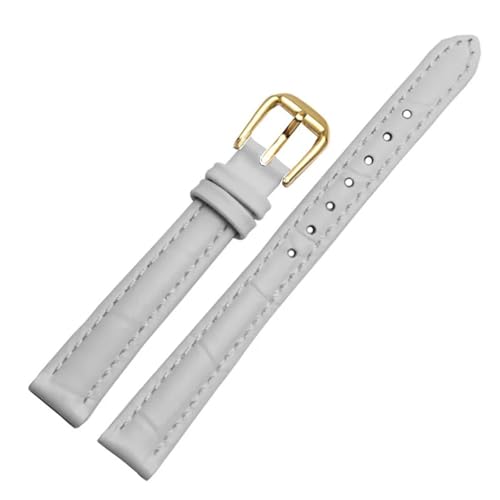 POYNMRE For jedes Lederarmband for Mädchen und Studenten, Krokodil-Maserungsband, 10 12 14 16 18 mm, Schwarz, Braun, Rot, Weiß, Blau(White-gold pin,12mm) von POYNMRE