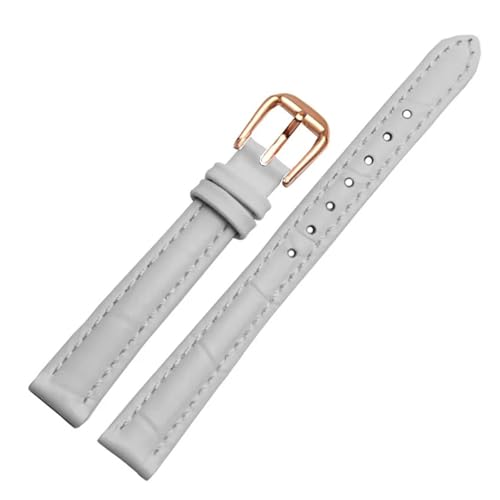 POYNMRE For jedes Lederarmband for Mädchen und Studenten, Krokodil-Maserungsband, 10 12 14 16 18 mm, Schwarz, Braun, Rot, Weiß, Blau(White-rose gold,12mm) von POYNMRE