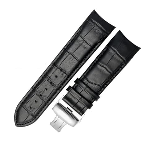 POYNMRE Kalbsleder Herrenarmband 1853 Kompatibel mit Tissot Uhrenarmband T035410A 407A Couturier 22 23 24mm Uhrenarmbänder Gürtelarmband(Black-Silvery,24mm) von POYNMRE