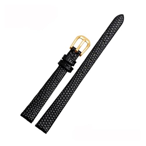 POYNMRE Kleines Rindslederarmband, kompatibel mit AJIDOU Time Stamp Fossil Poly Time-Armband, Damen-Uhrenkette, Armband 8 mm, 10 mm, 12 mm, 14 mm(Black-gold,12mm) von POYNMRE