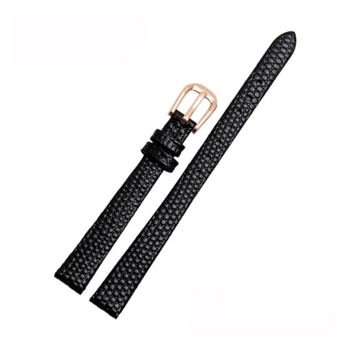 POYNMRE Kleines Rindslederarmband, kompatibel mit AJIDOU Time Stamp Fossil Poly Time-Armband, Damen-Uhrenkette, Armband 8 mm, 10 mm, 12 mm, 14 mm(Black-rose gold,14mm) von POYNMRE