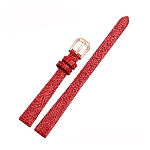 POYNMRE Kleines Rindslederarmband, kompatibel mit AJIDOU Time Stamp Fossil Poly Time-Armband, Damen-Uhrenkette, Armband 8 mm, 10 mm, 12 mm, 14 mm(Red-rose gold,8mm) von POYNMRE