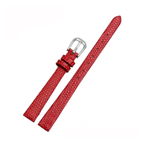 POYNMRE Kleines Rindslederarmband, kompatibel mit AJIDOU Time Stamp Fossil Poly Time-Armband, Damen-Uhrenkette, Armband 8 mm, 10 mm, 12 mm, 14 mm(Red-silver,8mm) von POYNMRE