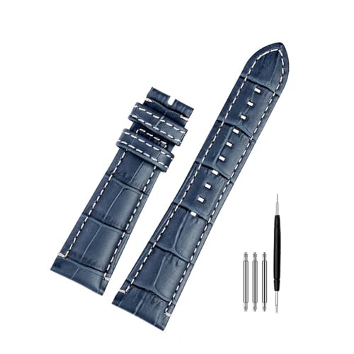 POYNMRE Kompatibel mit Armani Watch AR1862 Uhrenarmband Herren Echtleder Rindslederarmband 22x18mm Blau 1892 1947 1861 1979 Armband Krokodilstruktur(Blue no clasp) von POYNMRE