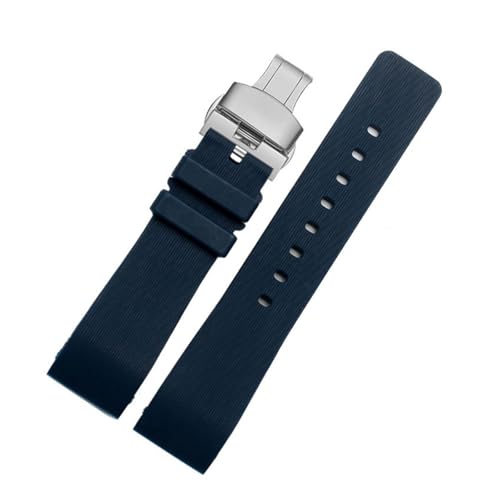 POYNMRE Kompatibel mit Cartier Santos100 W20073X8 W20106X8 W2020008 Serie Herren Damen Silikon Sportarmband Uhrenzubehör Gummiarmband 20 23 mm(Blue x silver B,23mm) von POYNMRE