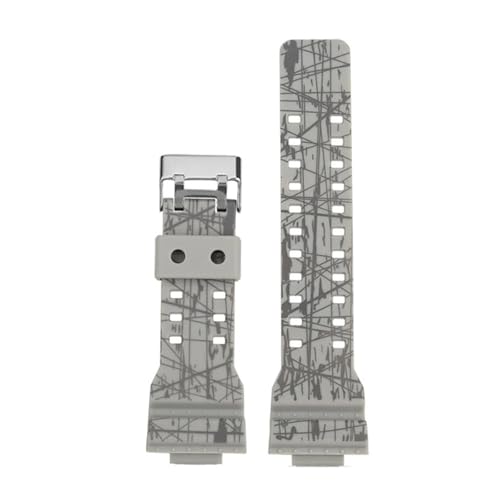 POYNMRE Kompatibel mit Casio G-Shock Black Gold GA-110 GA-100 GA-120 GA140 GA700 400 Harz-Silikon-Sportuhrenarmband Herren-Gummiuhrenarmband 16 mm(Grey-silver) von POYNMRE